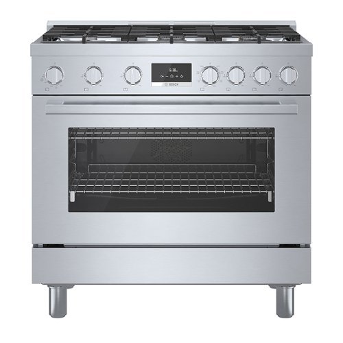 Bosch - 800 Series 3.7 cu. ft. Freestanding Dual Fuel Convection Range with 6 Dual Flame Ring Burners - Stainless Steel