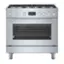 Front. Bosch - 800 Series 3.7 cu. ft. Freestanding Dual Fuel Convection Range with 6 Dual Flame Ring Burners - Stainless steel.