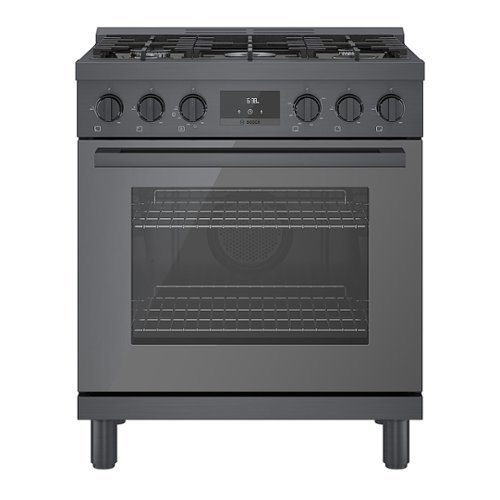 Bosch - 800 Series 3.7 cu. ft. Freestanding Gas Convection Range with 5 Dual Flame Ring Burners - Black stainless steel