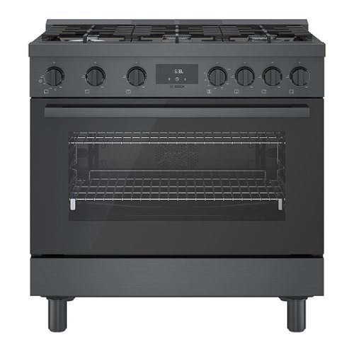 Bosch - 800 Series 3.5 cu. ft. Freestanding Gas Convection Range with 6 Dual Flame Ring Burners - Black stainless steel