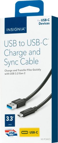 Insignia™ 3.3’ USB to USB-C 3.2 Gen 2 Superspeed+ 10Gbps Cable - Black GLOBAL SHIPPING