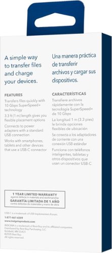 Insignia™ 3.3’ USB to USB-C 3.2 Gen 2 Superspeed+ 10Gbps Cable - Black HOW TO BUY