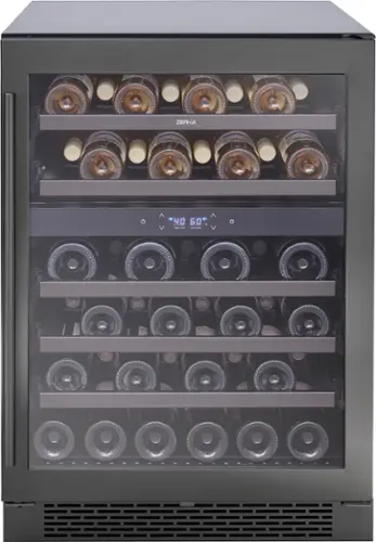 Front. Zephyr - Presrv 24 in. 45-Bottle Dual Zone Freestanding/Built-In Wine Cooler - Black Stainless Steel.