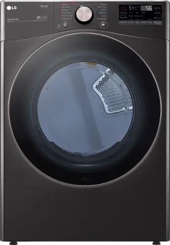 Front. LG - 7.4 Cu. Ft. Stackable Smart Electric Dryer with Steam and Built-In Intelligence - Black Steel.