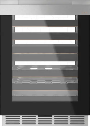 Front. Café - Modern Glass 46-Bottle Built-In Dual Zone Wine Center with WiFi - Platinum Glass.