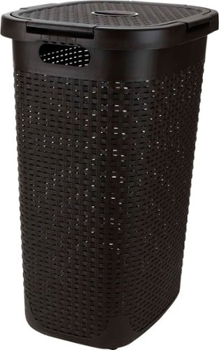 Mind Reader - 60 Liter Slim Laundry Basket, Laundry Hamper with Cutout Handles, Washing Bin, Dirty Clothes Storage - Brown-Front_Standard 