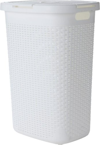 Mind Reader - 50 Liter Slim Laundry Basket, Laundry Hamper with Cutout Handles, Washing Bin, Dirty Clothes Storage - White-Angle_Standard 