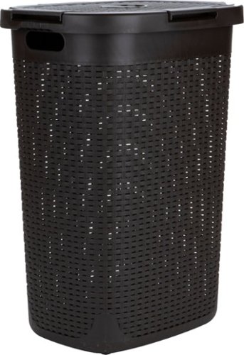 Mind Reader - 50 Liter Slim Laundry Basket, Laundry Hamper with Cutout Handles, Washing Bin, Dirty Clothes Storage - Brown-Front_Standard 