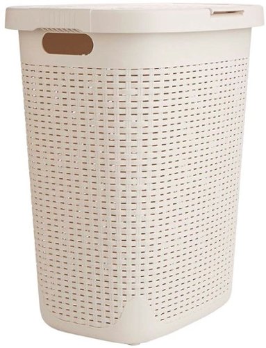 Mind Reader - 40 Liter Slim Laundry Basket, Laundry Hamper with Cutout Handles, Washing Bin, Dirty Clothes Storage - White-Front_Standard 