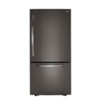 LG - 25.5 Cu. Ft. Bottom-Freezer Refrigerator with Ice Maker - Black stainless steel - Front_Standard