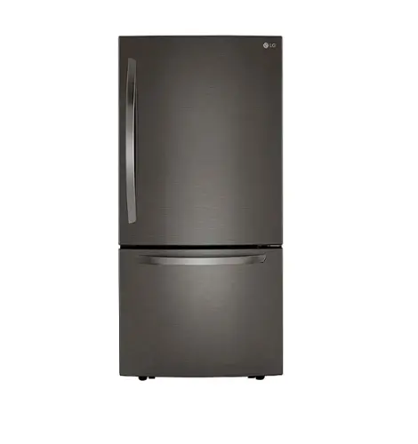 Front. LG - 25.5 Cu. Ft. Bottom-Freezer Refrigerator with Ice Maker - PrintProof Black Stainless Steel.