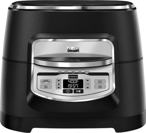  Bella Pro Series - 9-in-1 Indoor Grill with 5.8-qt Air Fryer, Roast, Broil, Bake, Sear, Sauté, Pizza &amp; Dehydrate - Matte Black