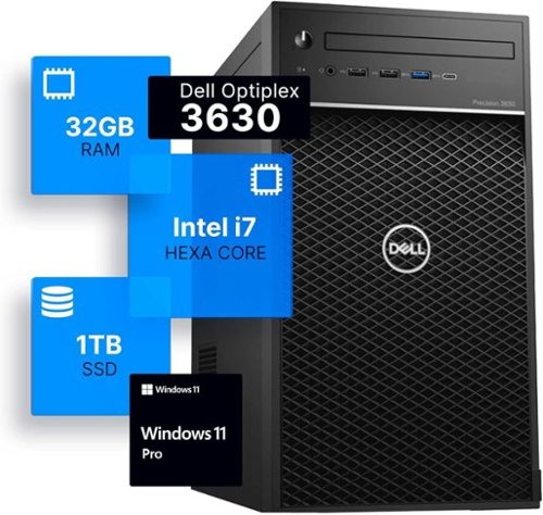 Dell - Refurbished Excellent - Precision 3630 Tower Desktop Computer , Intel i7-8700 3.4GHZ ,32GB DDR4 RAM , 1TB SSD , Windows 11 Pro - Black-Front_Standard 