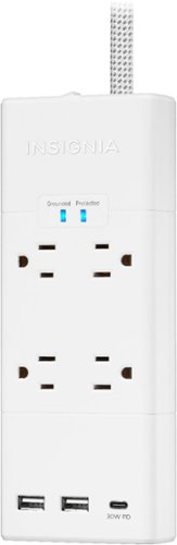 Insignia™ 4 Outlet/3 USB 1200 Joules Surge Protector Strip - White WORLDWIDE DELIVERY