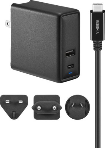 Insignia™ - 65W 8 ft. International Laptop Charger for USB-C Laptops - Black