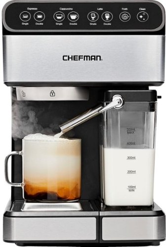  Chefman 6-in-1 Digital 15-Bar Pump Espresso Machine with Integrated Milk Frother - Stainless Steel