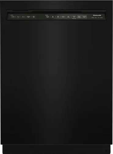 Front. KitchenAid - 24" Front Control Built-In Dishwasher with Stainless Steel Tub, ProWash Cycle, 3rd Rack, 39 dBA - Black.