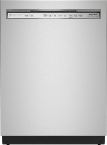"KitchenAid - 24"" Front Control Built-In Dishwasher with Stainless Steel Tub, PrintShield Finish, 3rd Rack, 39 dBA - Stainless steel"