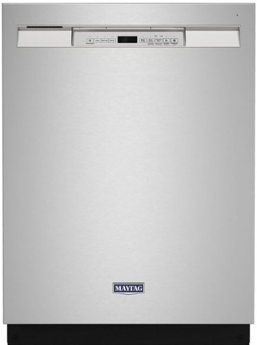 "Maytag - 24"" Front Control Built-In Dishwasher with Stainless Steel Tub, Dual Power Filtration, 50 dBA - Stainless steel"