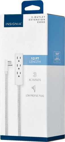 Insignia™ 12' 3-Outlet Extension Cable - White SHOP ONLINE