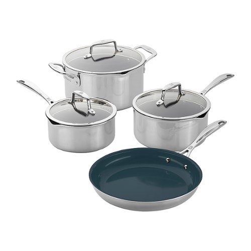 ZWILLING - Clad CFX 7-pc Stainless Steel Ceramic Nonstick Cookware Set - Silver
