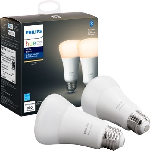 Philips - Geek Squad Certified Refurbished Hue White A19 Bluetooth Smart LED Bulb (2-Pack) - White