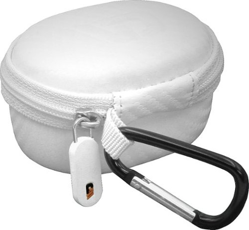 CASEMATIX - Hard Shell Carrying Case and Charging Cable Combo for Samsung Galaxy Buds - White