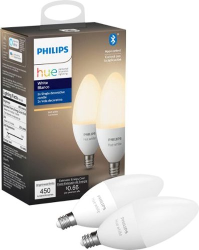 Philips - Geek Squad Certified Refurbished Hue White E12 Bluetooth Smart LED Decorative Candle Bulb (2-Pack) - White
