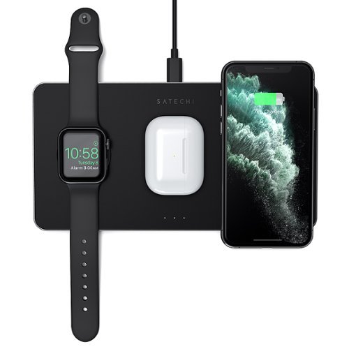Satechi - Trio Wireless Charging Pad for Qi-Enabled Smartphones, Apple Watch, AirPods Pro and AirPods 2 - Space Gray