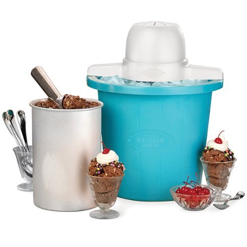 Nostalgia - ICMP4BL 4 Qt. Electric Ice Cream Maker - Blue Bucket