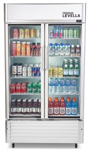 Premium Levella - 18.0 cu. ft. 2-Door Commercial Merchandiser Refrigerator Glass-Door Beverage Display Cooler - Silver