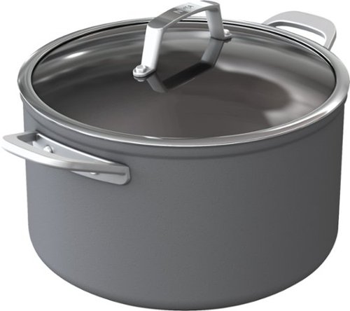 Image of Ninja - Foodi NeverStick Premium Hard-Anodized 8-Quart Stock Pot with Glass Lid - Grey