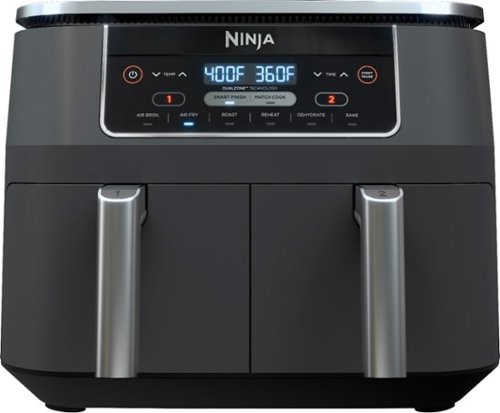 Ninja - Foodi 6-in-1 8-qt. 2-Basket Air Fryer with DualZone Technology & Air Fry, Roast, Broil, Bake, Reheat & Dehydrate - Dark Gray