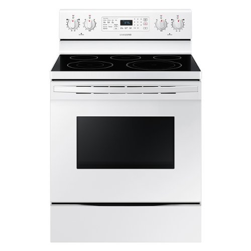 Samsung - 5.9 Cu. Ft. Freestanding Electric Convection Range with Self-Steam Cleaning - White-Front_Standard 