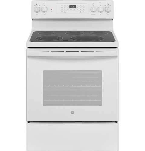 GE - 5.3 Cu. Ft. Freestanding Electric Convection Range with Self-Steam Cleaning and No-Preheat Air Fry - White