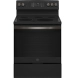GE - 5.3 Cu. Ft. Freestanding Electric Convection Range with Self-Steam Cleaning and No-Preheat Air Fry - Black slate - Front_Standard