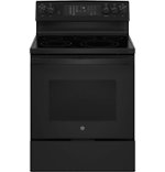 GE - 5.3 Cu. Ft. Freestanding Electric Convection Range with Self-Steam Cleaning and No-Preheat Air Fry - Black on black - Front_Standard