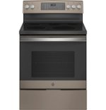GE - 5.3 Cu. Ft. Freestanding Electric Convection Range with Self-Steam Cleaning and No-Preheat Air Fry - Slate - Front_Standard