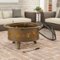 Pure Garden - 32” Outdoor Deep Fire Pit- Round Large Steel Bowl with Bear Cutouts, Mesh Spark Screen, Log Poker & Storage Cover - Antique Gold-Front_Standard