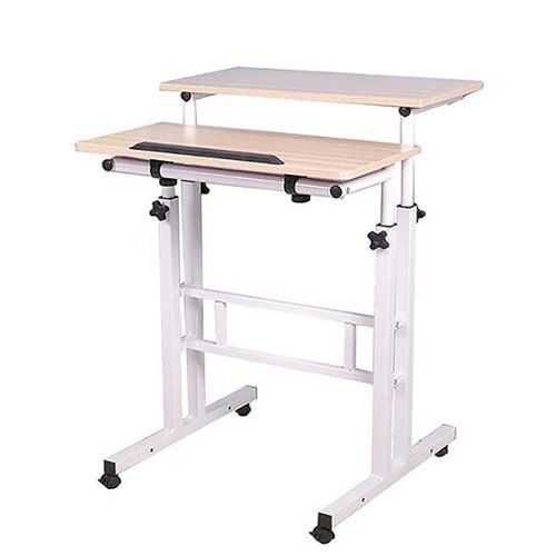 Mind Reader - 2 Tier Sit and Stand Desk - White