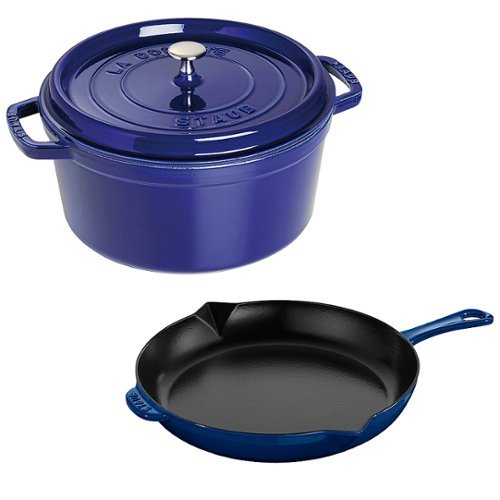 Staub - Cast Iron 3-pc Cocotte and Fry Pan Set - Majolique Dark Blue