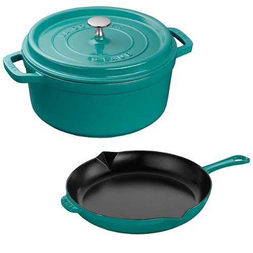 Staub - Cast Iron 3-pc Cocotte and Fry Pan Set - Turquoise