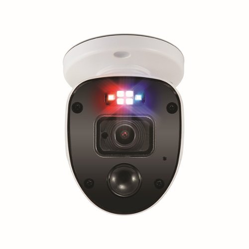 Swann - 1080p Enforcer™ Camera w/ Police Style Flashing Lights & Color Night Vision - White