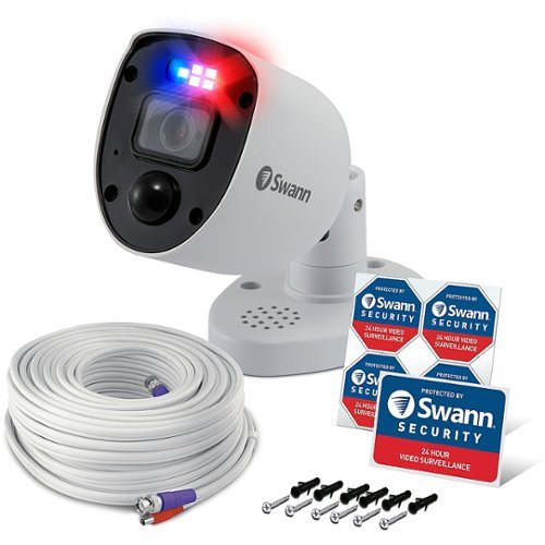 Swann - 4K Enforcer™ Add on Bullet Camera w/ Siren & Police Style Flashing Lights - White