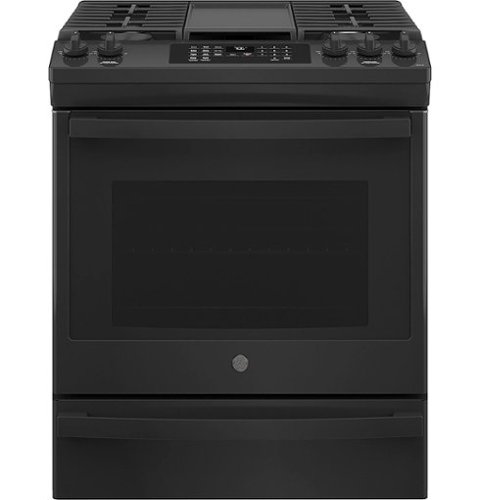 GE - 5.6 Cu. Ft. Slide-In Gas Convection Range with Self-Steam Cleaning, Built-In Wi-Fi, and No-Preheat Air Fry - Black on black