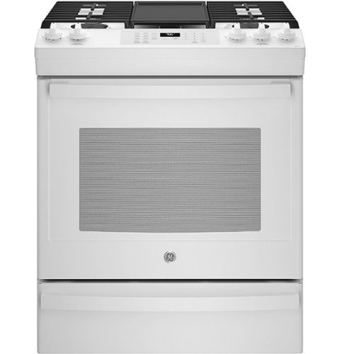 GE - 5.6 Cu. Ft. Slide-In Gas Convection Range with Self-Steam Cleaning, Built-In Wi-Fi, and No-Preheat Air Fry - White on White