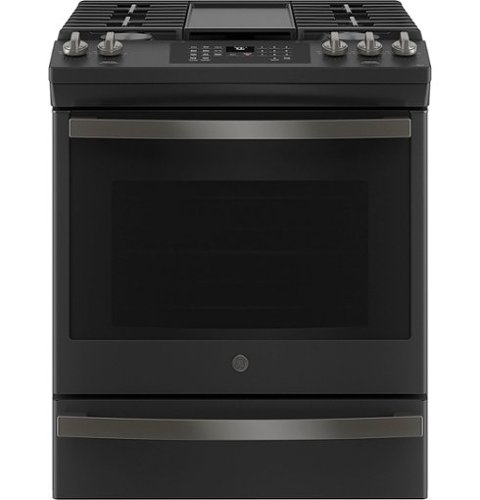 GE - 5.6 Cu. Ft. Slide-In Gas Convection Range with Self-Steam Cleaning, Built-In Wi-Fi, and No-Preheat Air Fry - Black slate