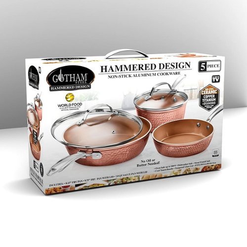 Gotham Steel - 5pc cookware set Non Stick - Hammered Copper