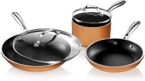 Gotham Steel - 5-Piece Cast Textured Aluminum Ceramic Nonstick Cookware Set - Copper