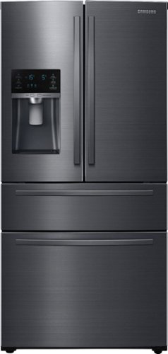 Samsung - 25 cu. ft. Large Capacity 4-Door French Door Refrigerator with External Water & Ice Dispenser - Black stainless steel